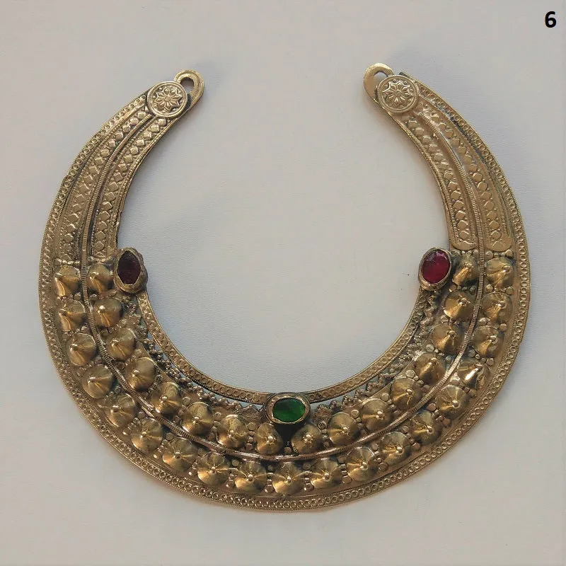 Old Afghan spiked torc - torq necklace, vintage tribal neck ring with spikes