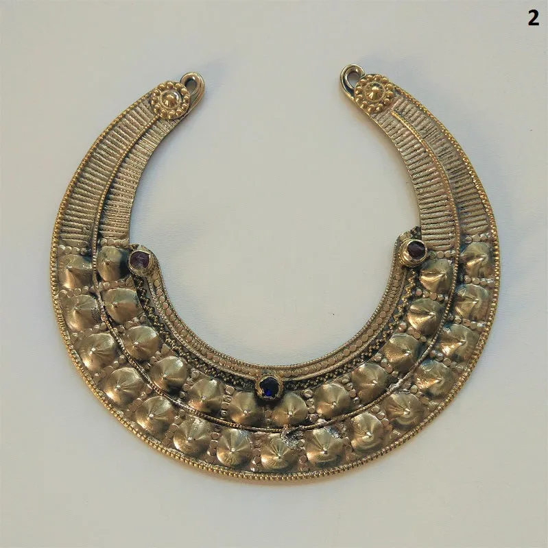 Old Afghan spiked torc - torq necklace, vintage tribal neck ring with spikes