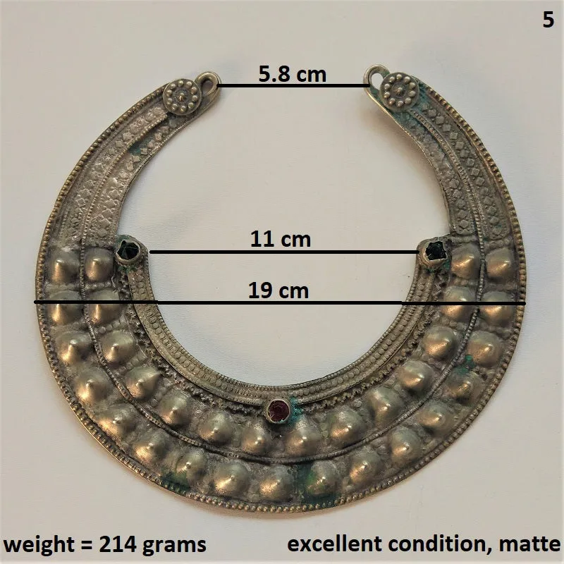 Old Afghan spiked torc - torq necklace, vintage tribal neck ring with spikes