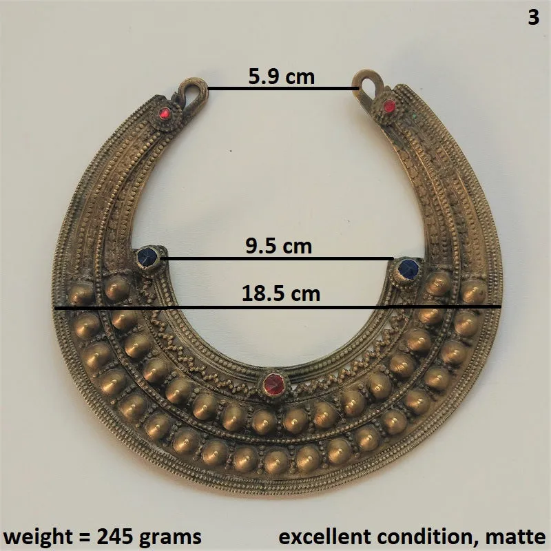 Old Afghan spiked torc - torq necklace, vintage tribal neck ring with spikes