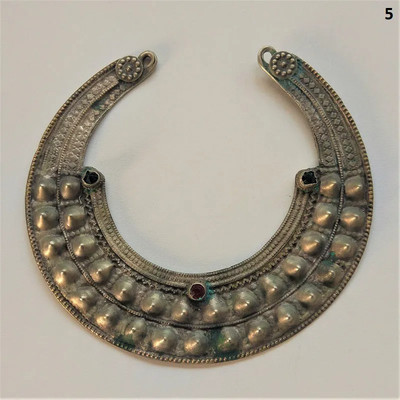 Old Afghan spiked torc - torq necklace, vintage tribal neck ring with spikes