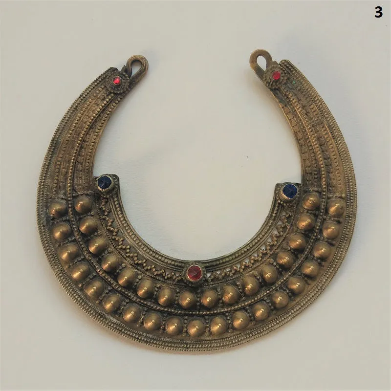 Old Afghan spiked torc - torq necklace, vintage tribal neck ring with spikes