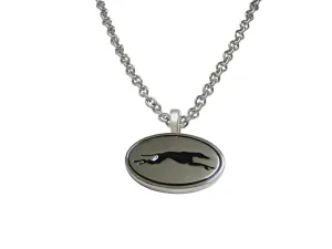 Oval Greyhound Dog Pendant Necklace
