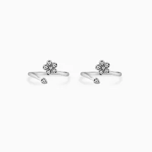 Oxidised Silver Floral Toe Rings