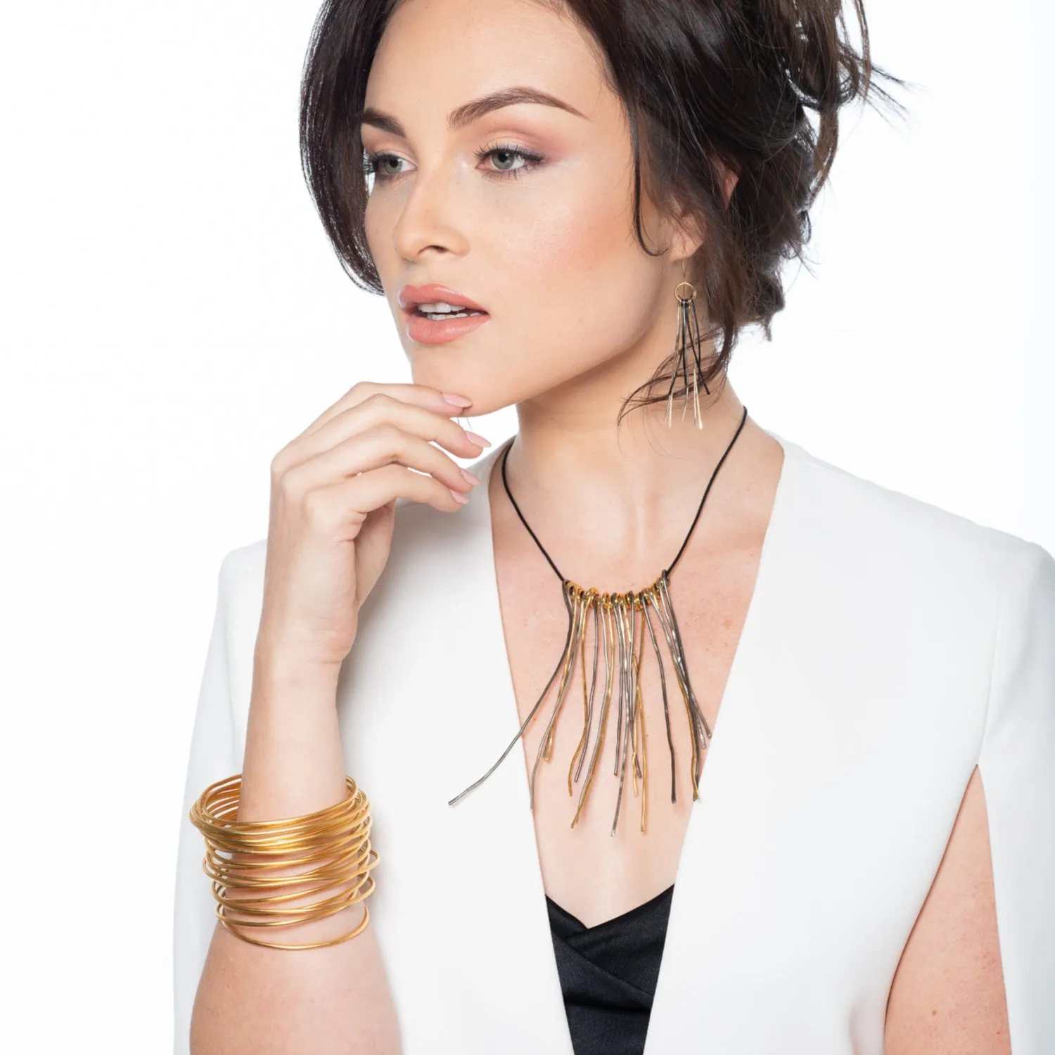 Paige - Multicolor wire twigs statement earrings