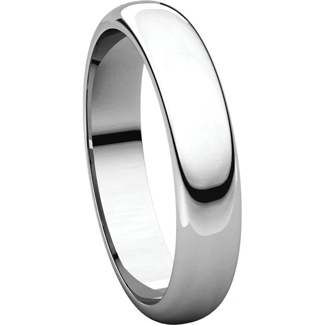 Palladium 4mm Half Round Wedding Band, Size 7