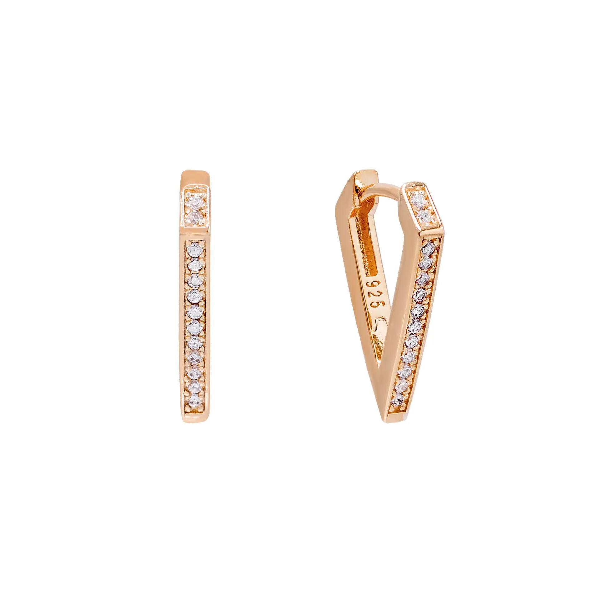 Pavé Triangular Hoop Earring