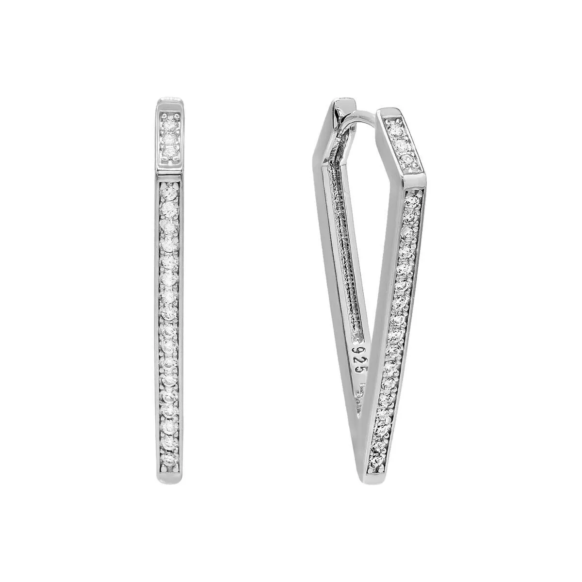 Pavé Triangular Hoop Earring
