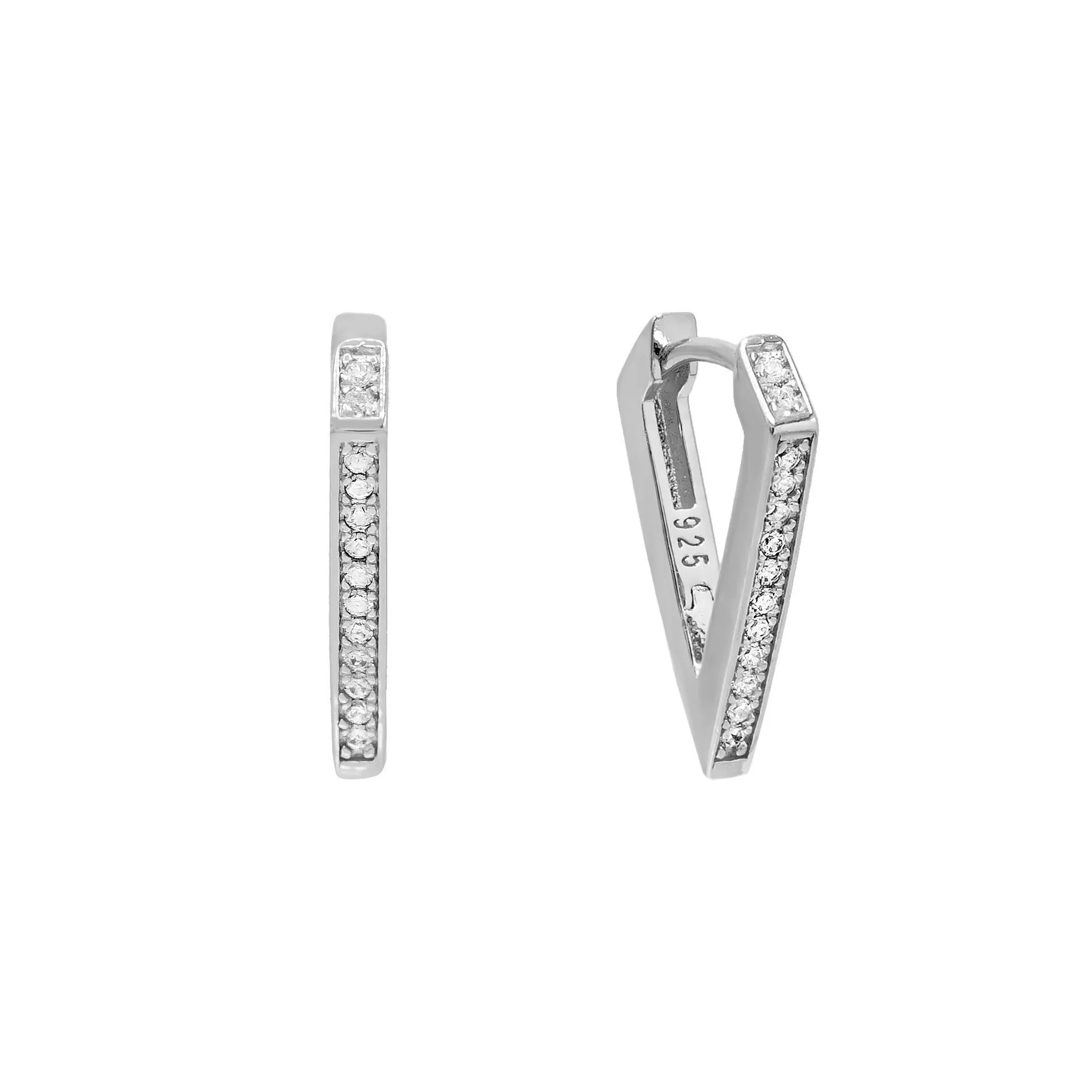 Pavé Triangular Hoop Earring