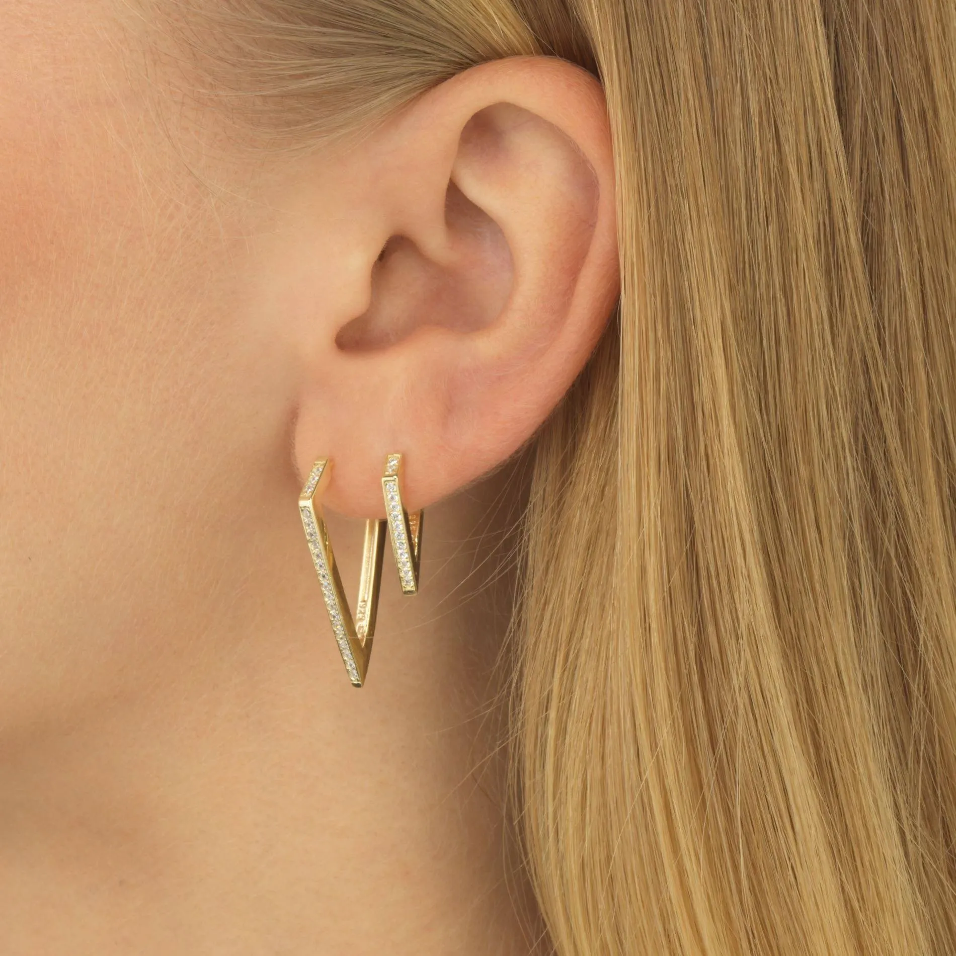 Pavé Triangular Hoop Earring