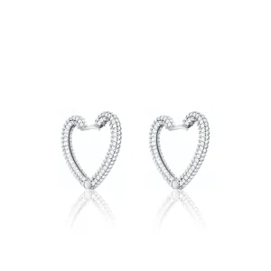 Pave Heart Hoop Earrings