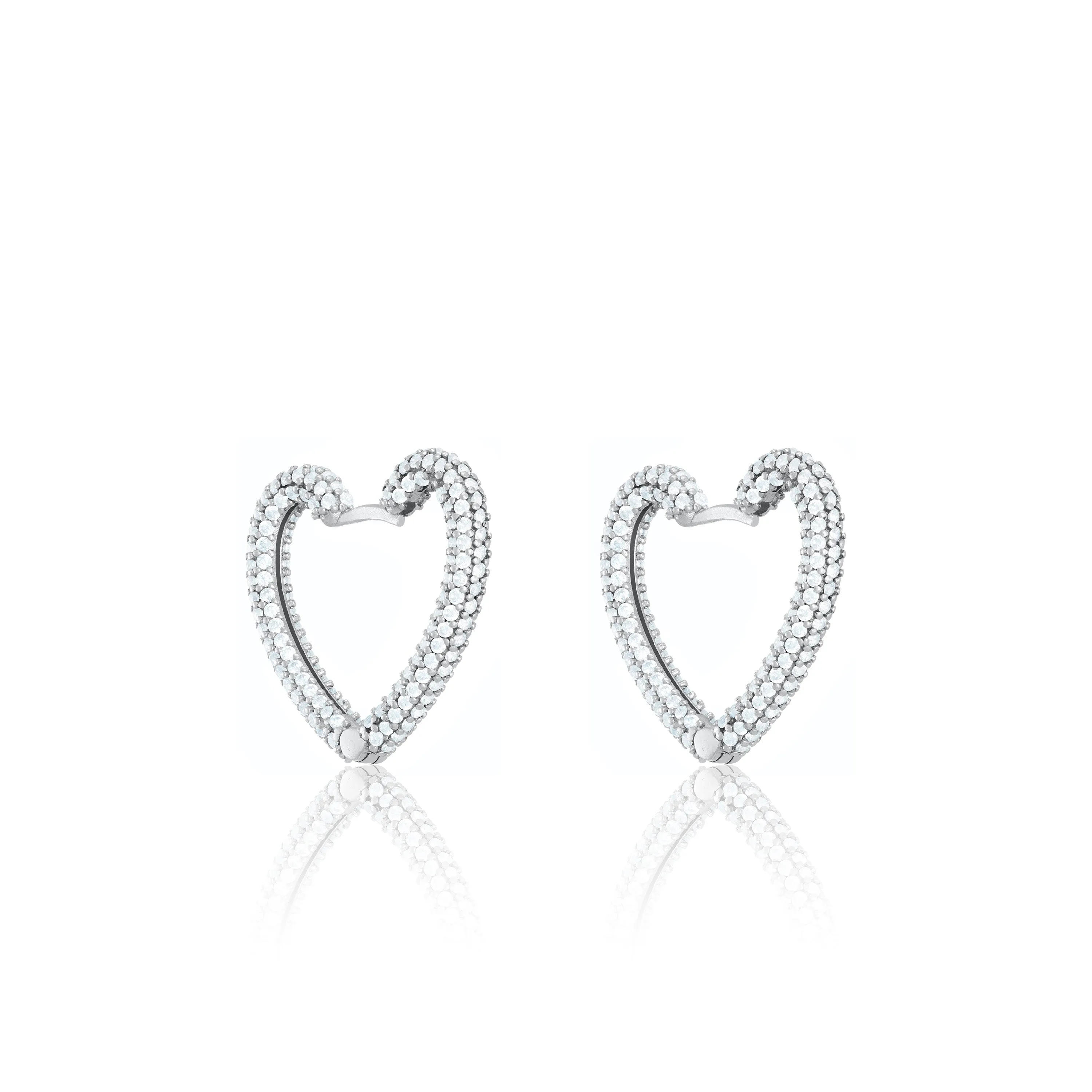 Pave Heart Hoop Earrings