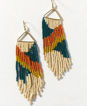 Peacock/Citron/Rust Fringe Earrings
