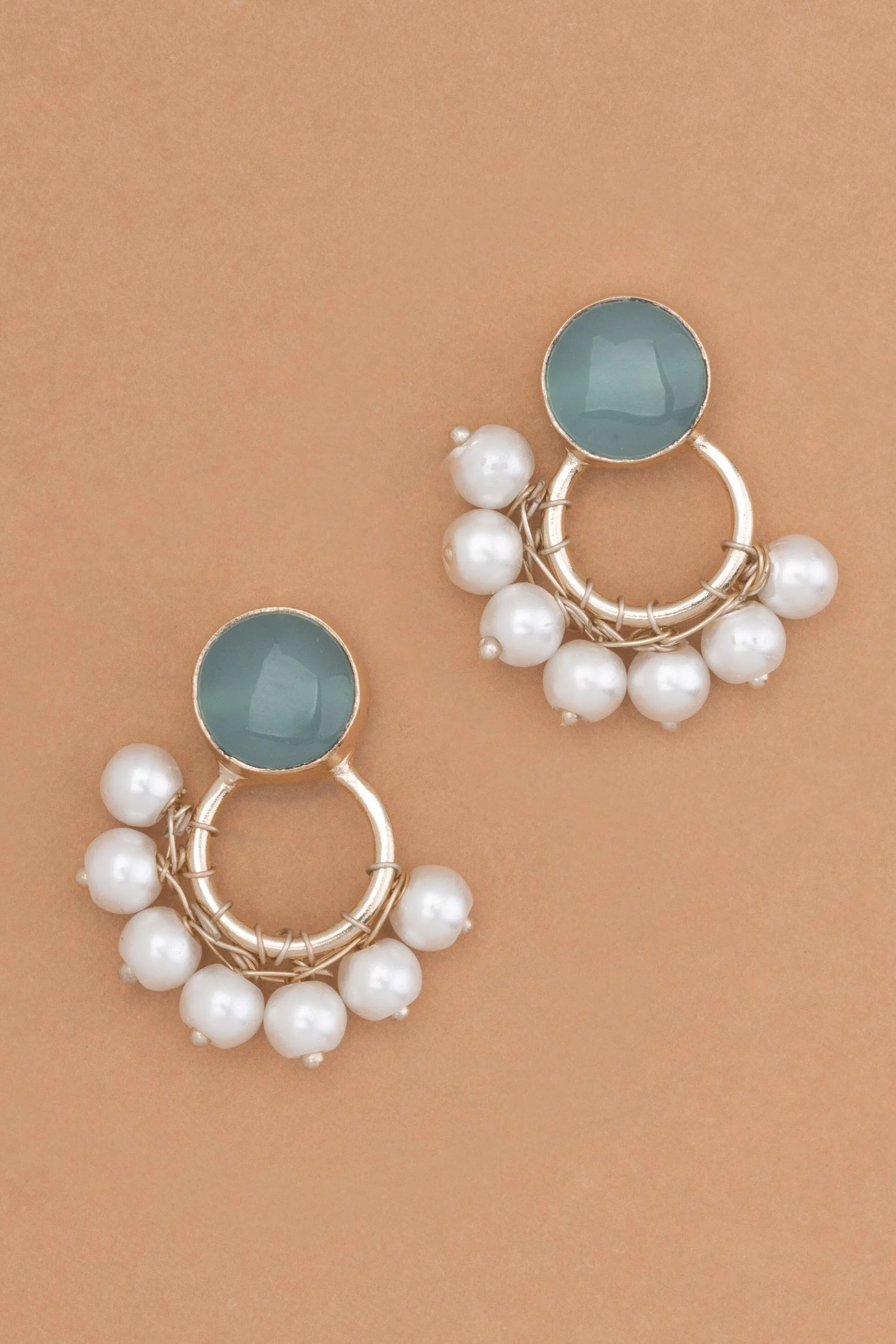 Pearl Amazonite Statement Earrings