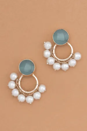 Pearl Amazonite Statement Earrings