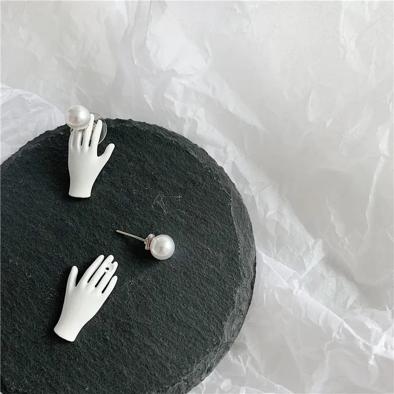 Pearl and Hand Earrings - 3 Colors