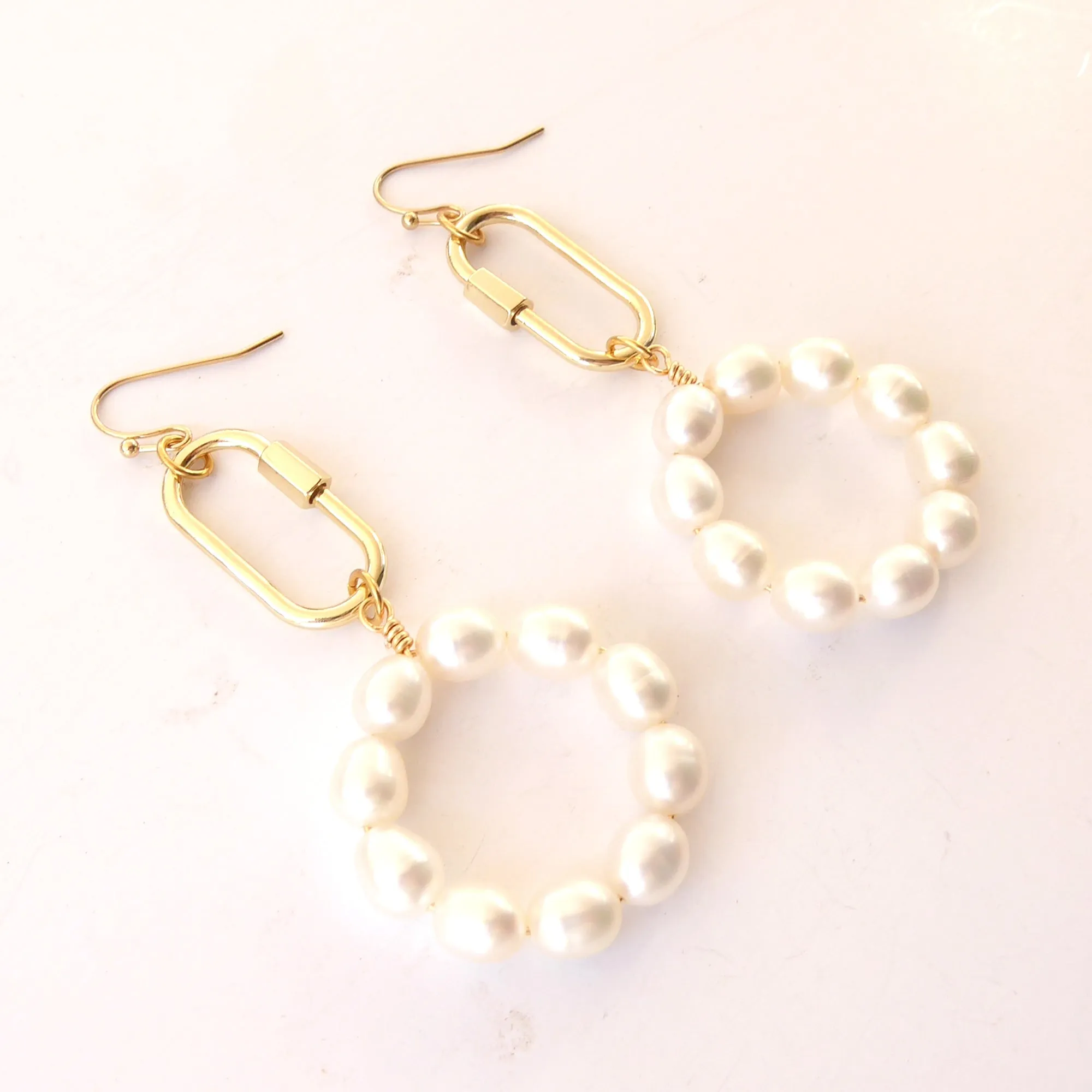 Pearl carabiner earrings
