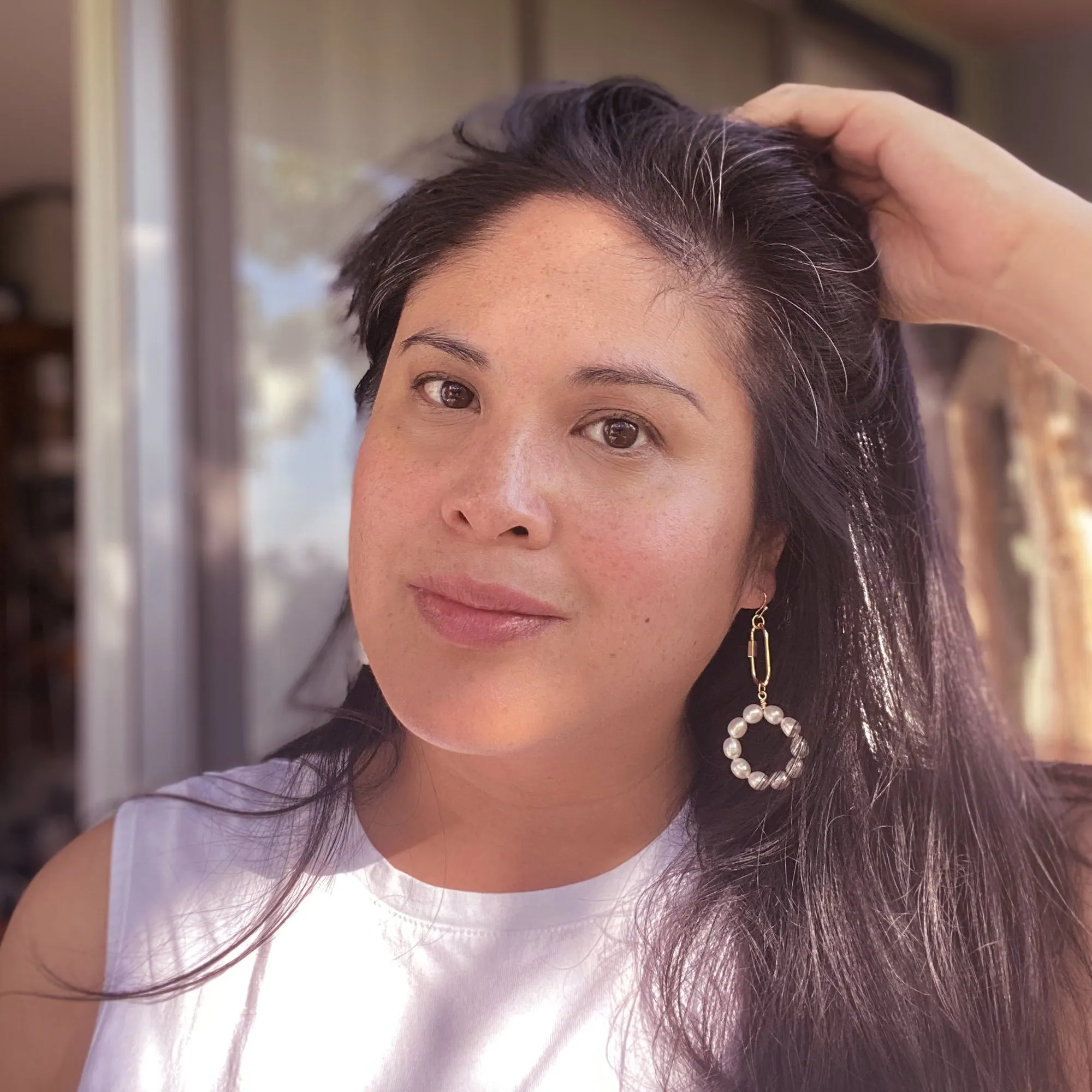 Pearl carabiner earrings