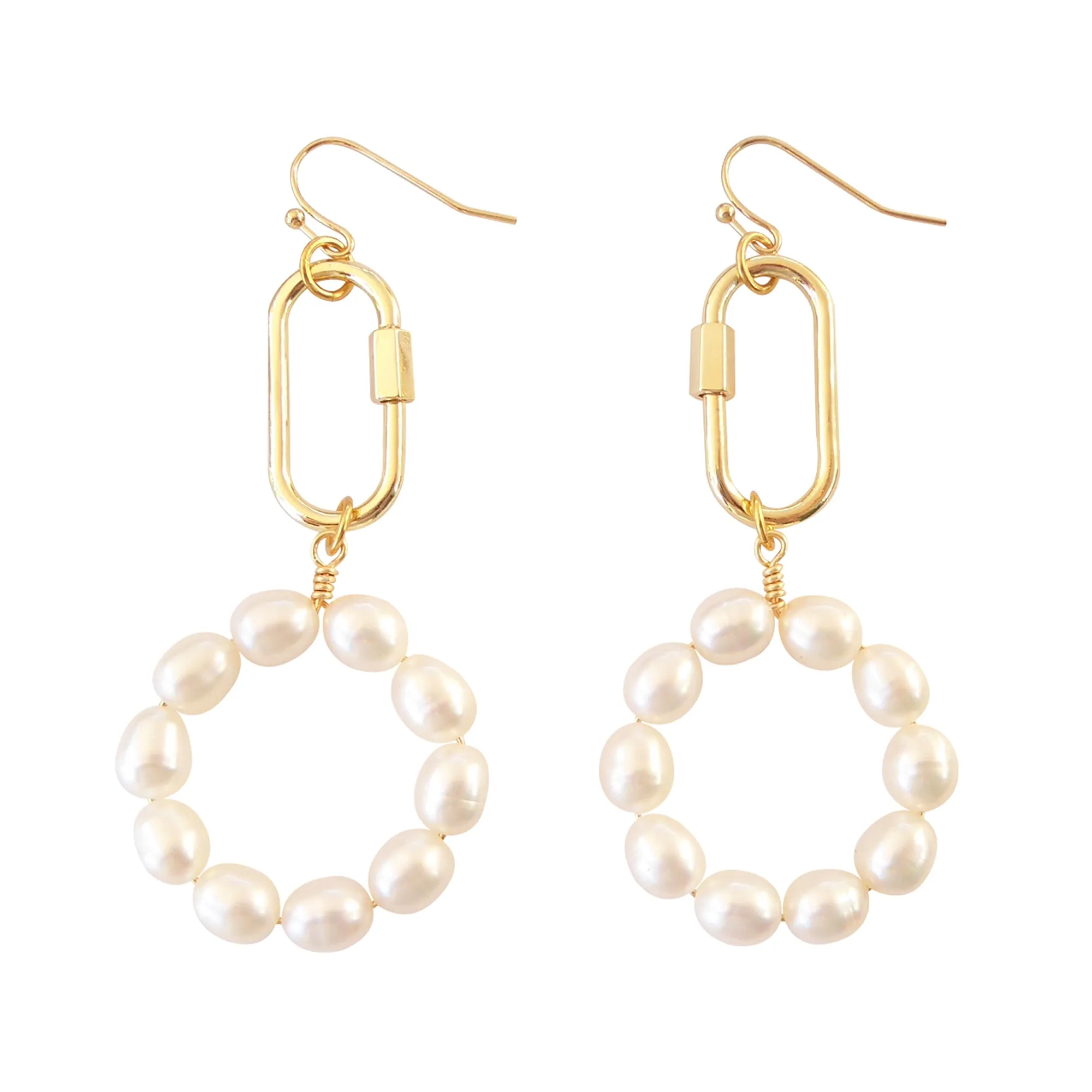 Pearl carabiner earrings