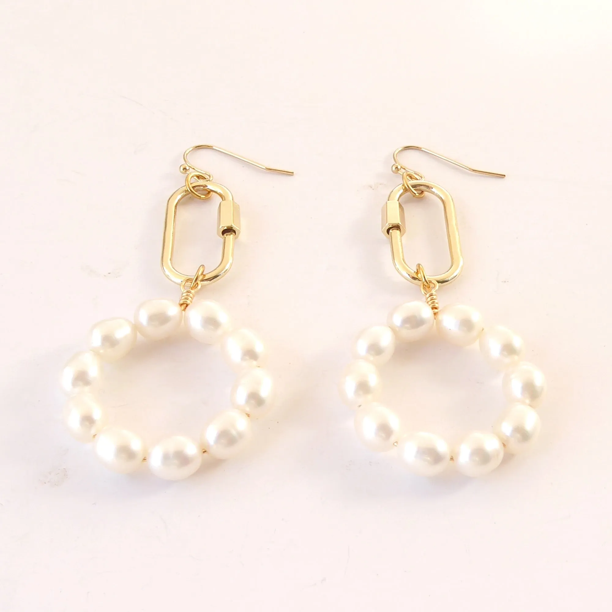 Pearl carabiner earrings