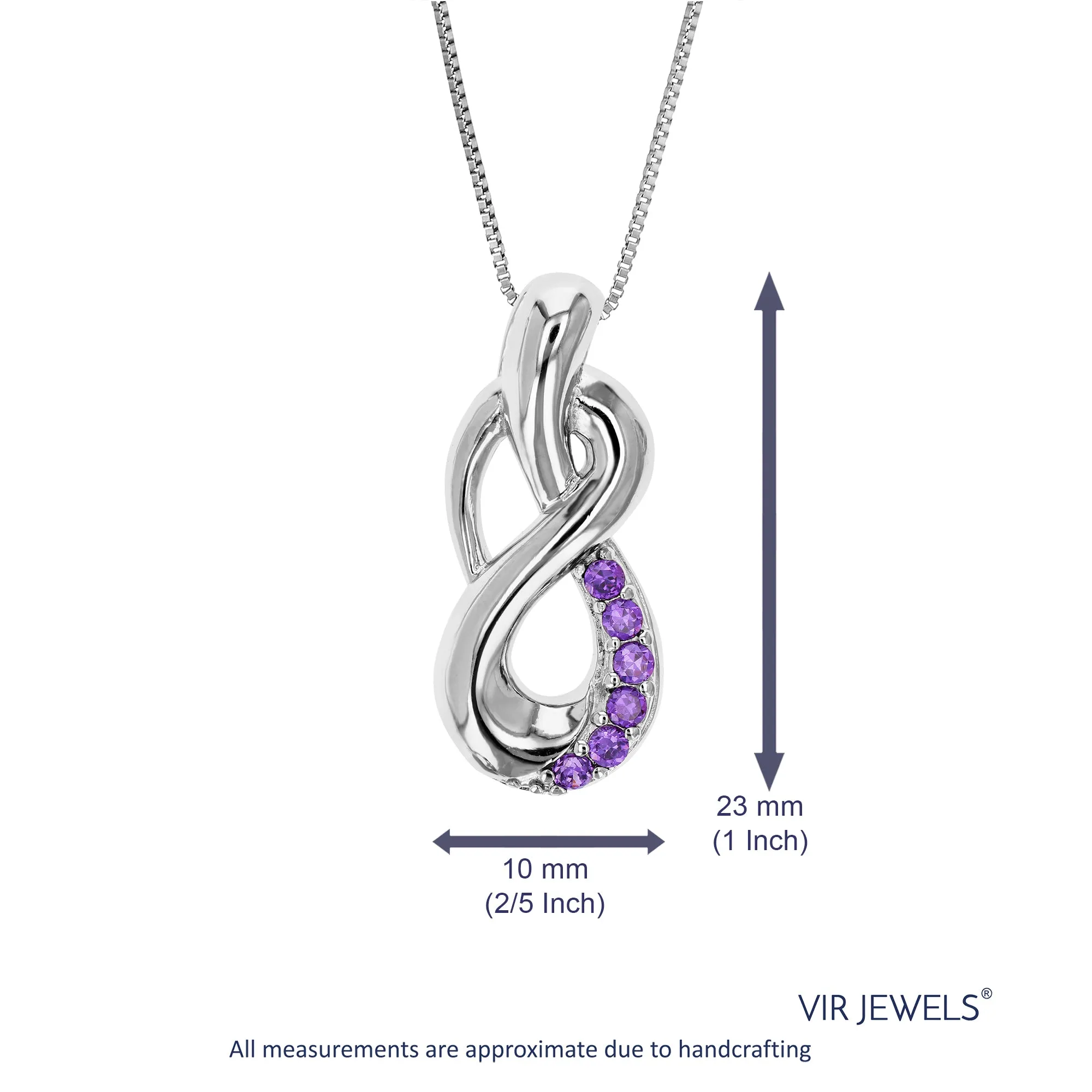 Pendant Necklace, Purple CZ Knot Pendant Necklace for women in .925 Sterling Silver with 18 Inch Chain