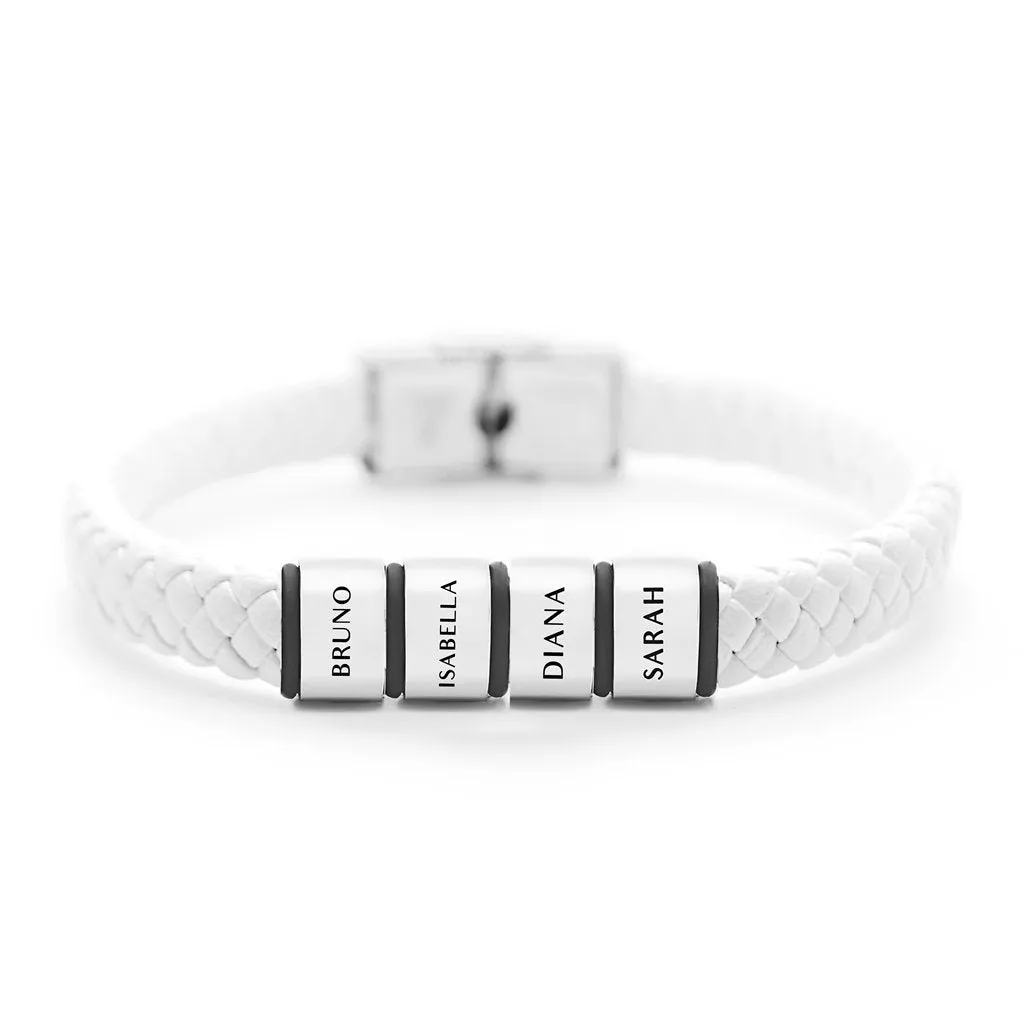 Personalised White Leather Bracelet
