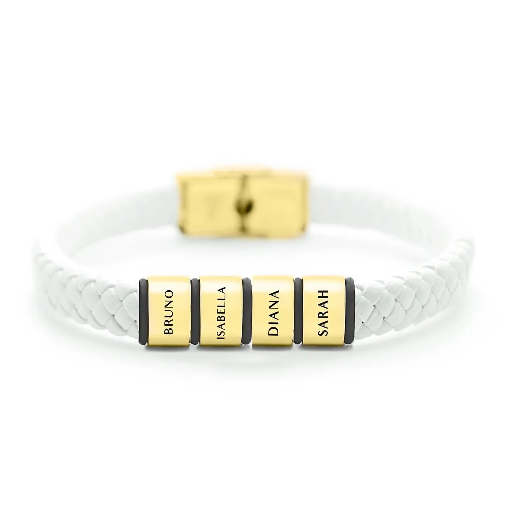 Personalised White Leather Bracelet