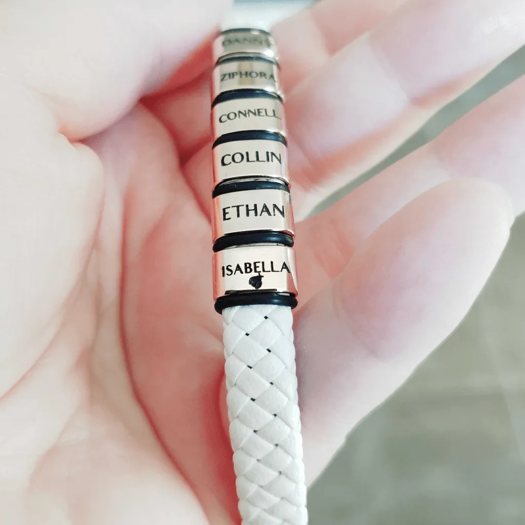Personalised White Leather Bracelet