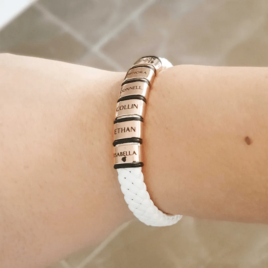 Personalised White Leather Bracelet