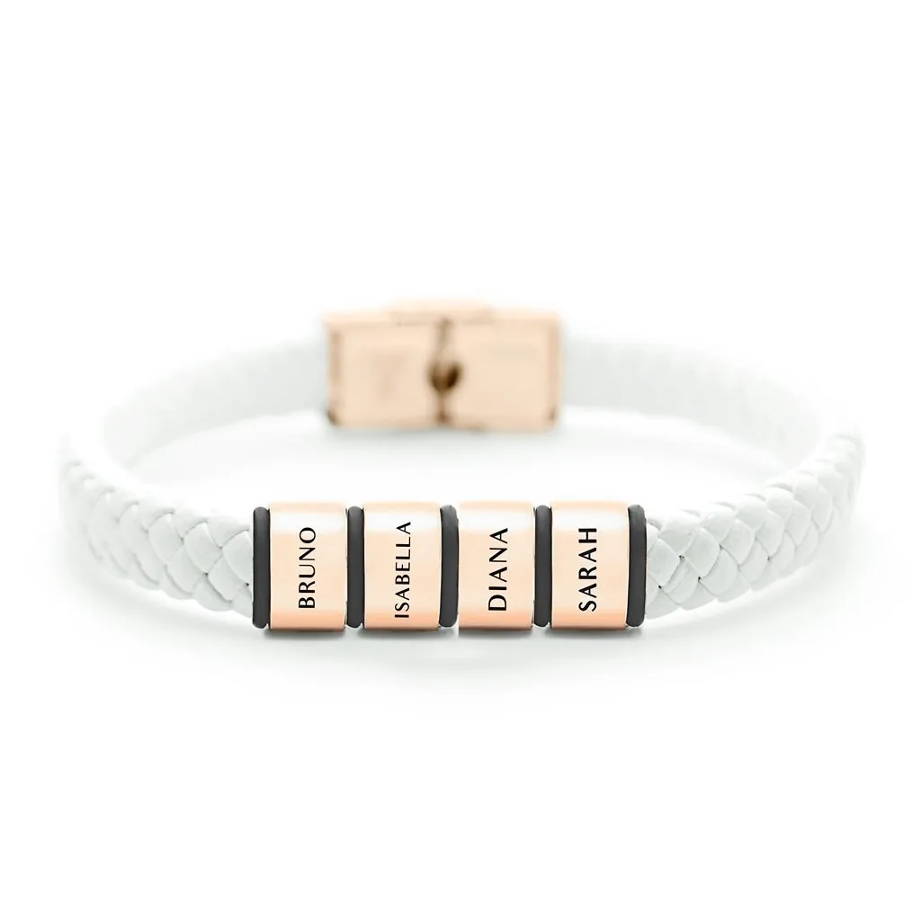 Personalised White Leather Bracelet