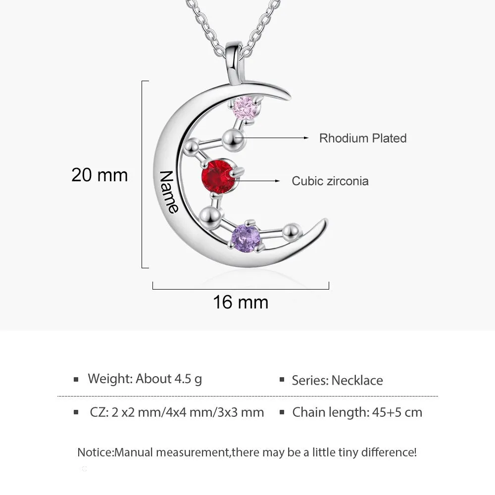 Personalized Necklace Constellation Moon Pendant