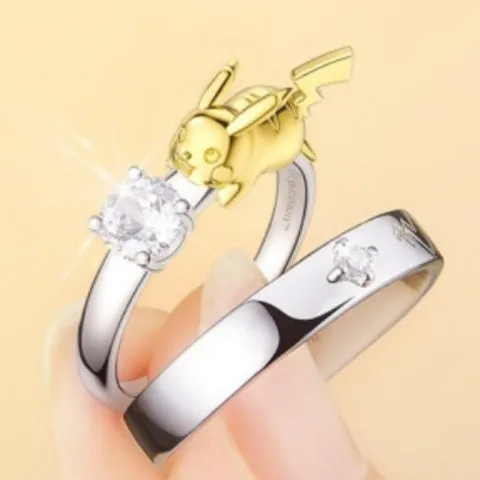 Pikachu S925 Silver Couple Rings