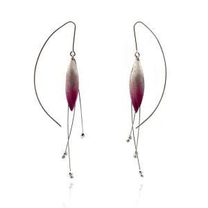 Pink and Silver Ombré Leaf Earrings