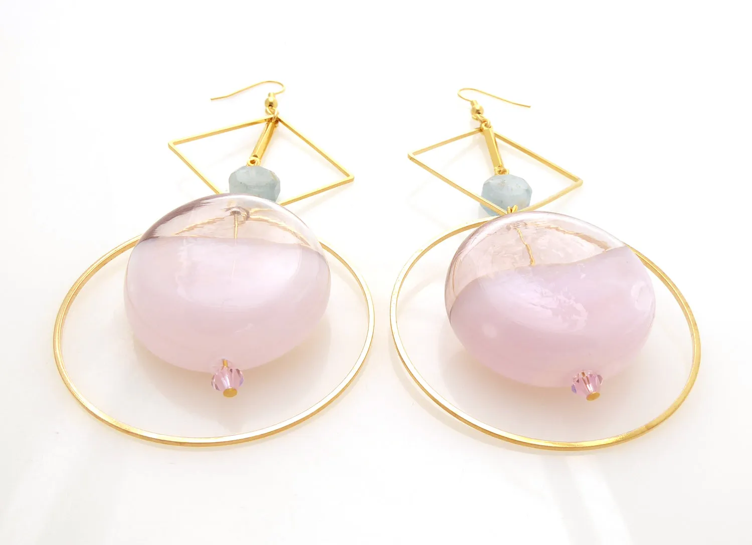 Pink bubble glass earrings