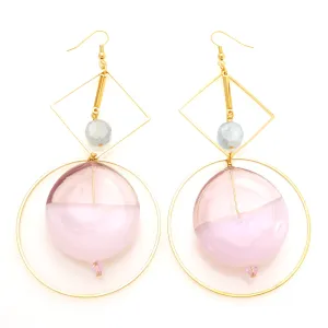 Pink bubble glass earrings