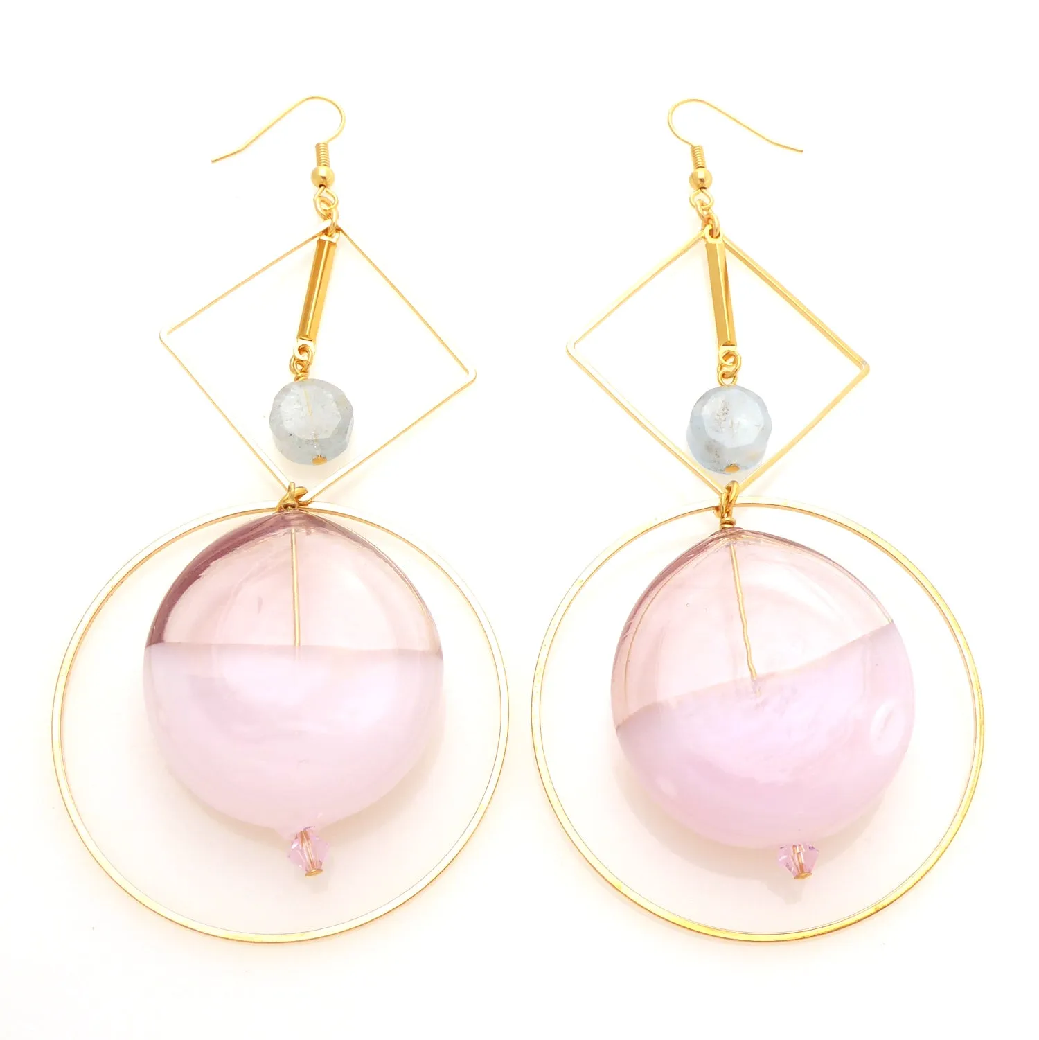 Pink bubble glass earrings