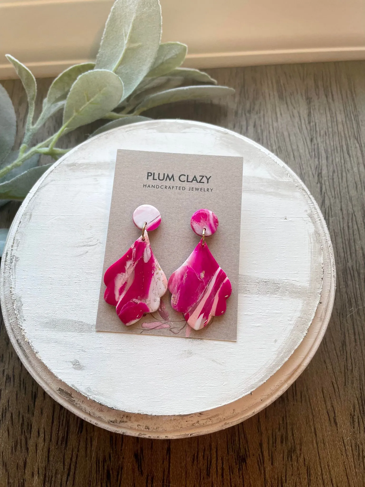 Pink Fan Statement Dangle