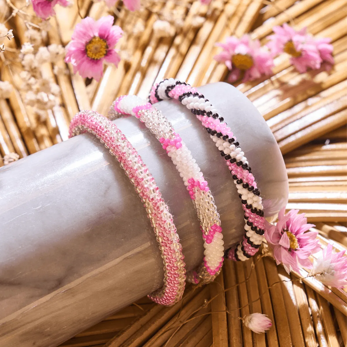 Pink Lightning | Himalayan Glass Bead Bracelet