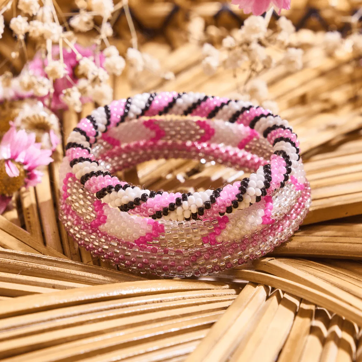 Pink Lightning | Himalayan Glass Bead Bracelet