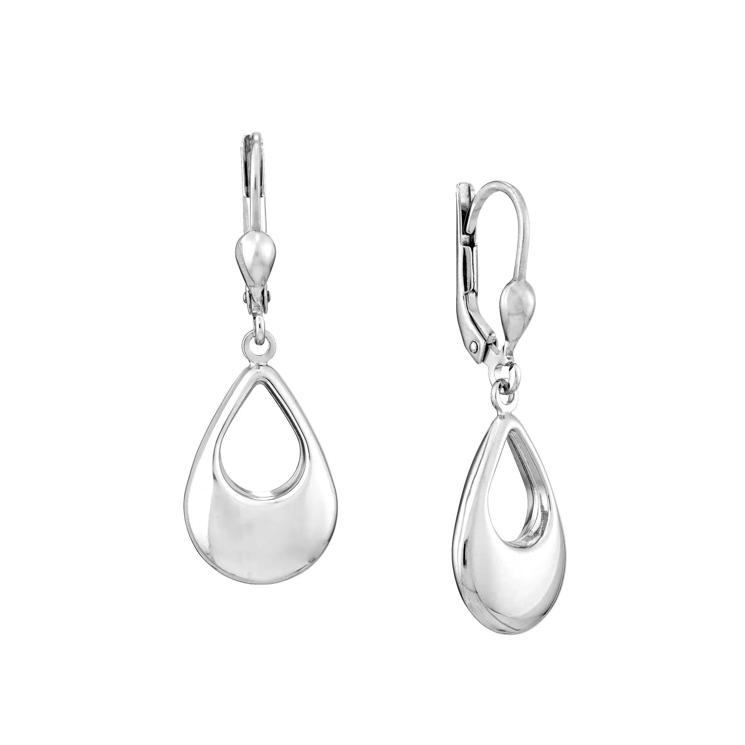 Plated Sterling Silver Open Teardrop Dangle Earrings