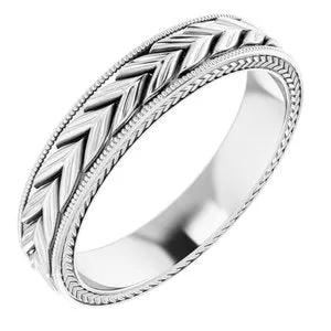 Platinum 5 mm Wheat Pattern Band Size 11.5