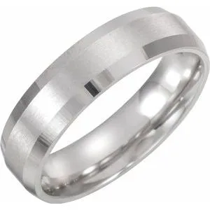 Platinum 6 mm Beveled2Edge Band with Satin Finish Size 9