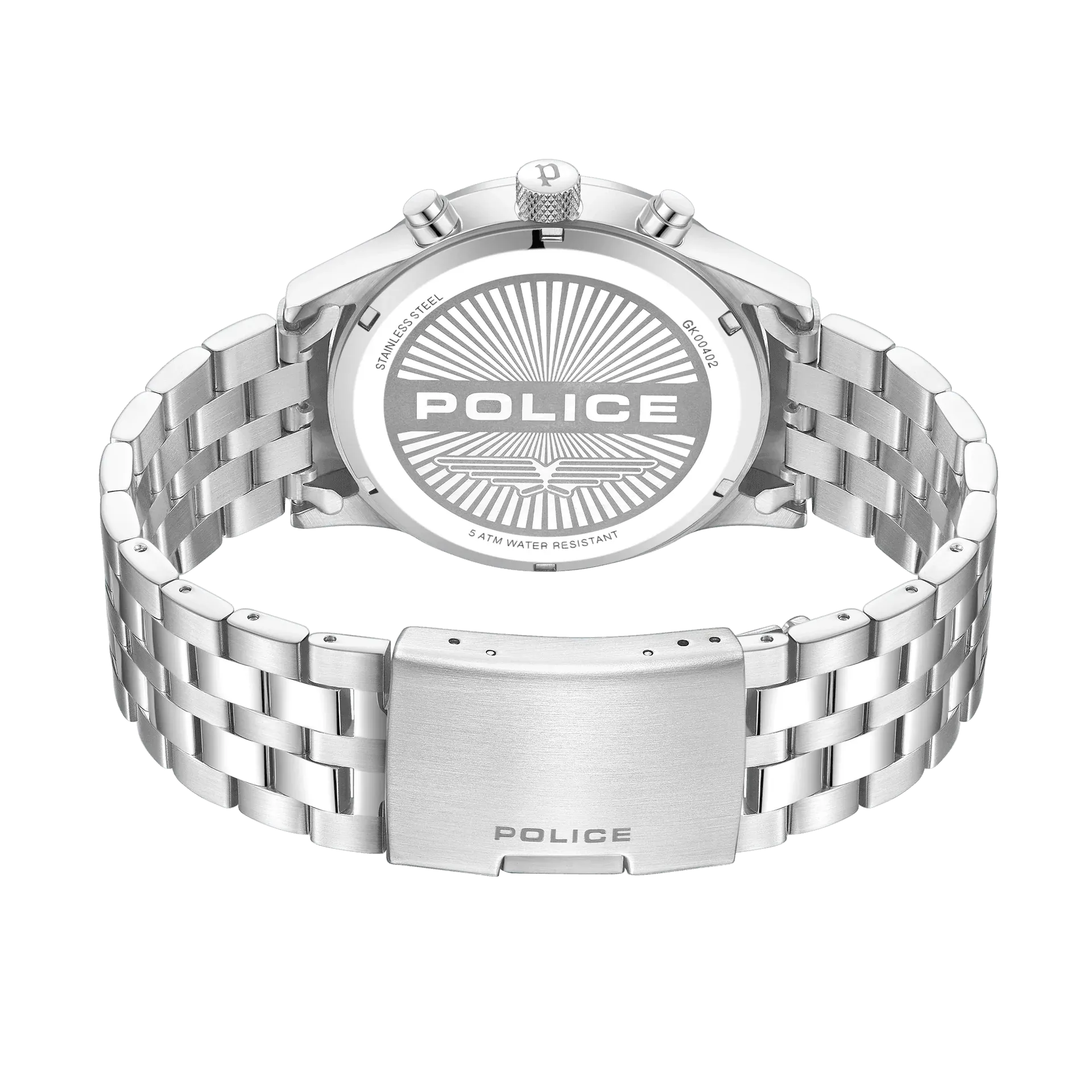 Police Driver II Gents Black Dial Stainless Steel Watch