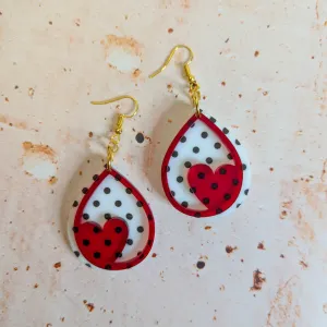 Polka Dot Heart Earrings
