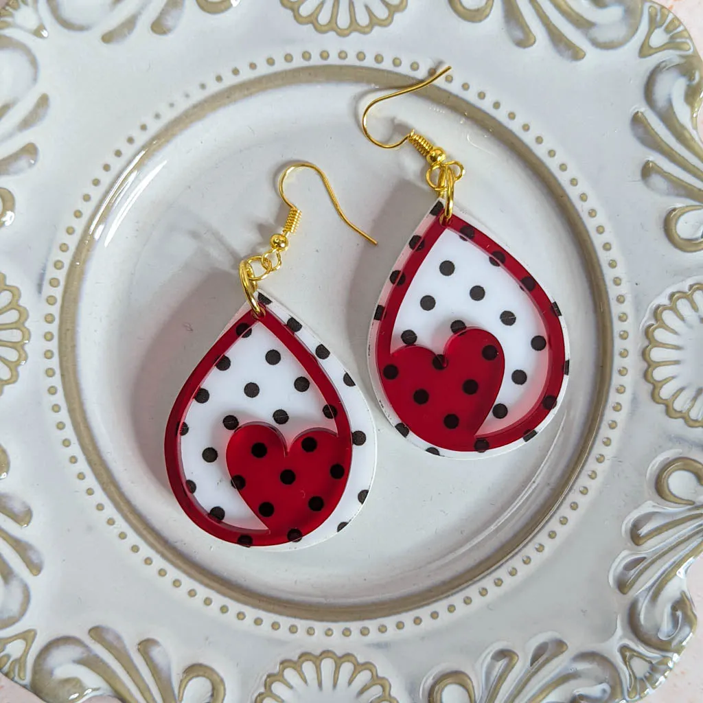 Polka Dot Heart Earrings