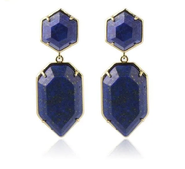 Polygons Crystal Stud Earrings - Amethyst, Agate, Quartz & Onyx