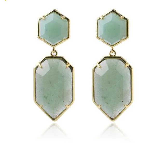 Polygons Crystal Stud Earrings - Amethyst, Agate, Quartz & Onyx