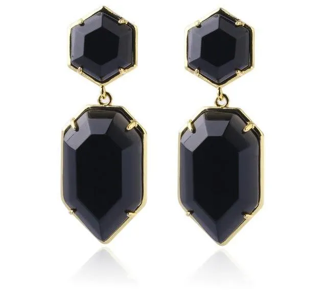 Polygons Crystal Stud Earrings - Amethyst, Agate, Quartz & Onyx