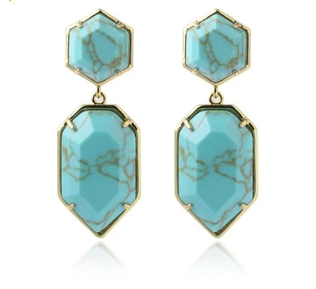Polygons Crystal Stud Earrings - Amethyst, Agate, Quartz & Onyx
