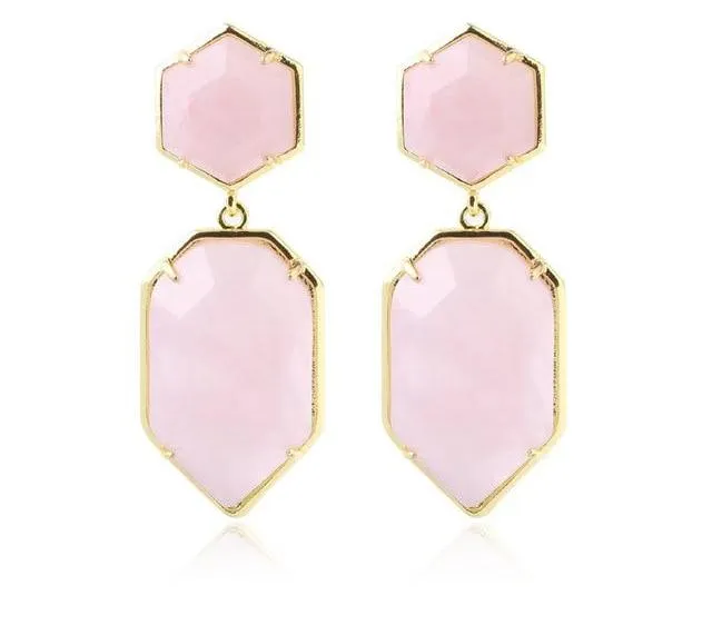Polygons Crystal Stud Earrings - Amethyst, Agate, Quartz & Onyx